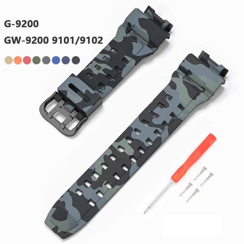 Camouflage Silicone Strap for Casio G-Shock G-9200 GW-9200 9101 9102 9110 9125 Men Sport Rubber Wat 
