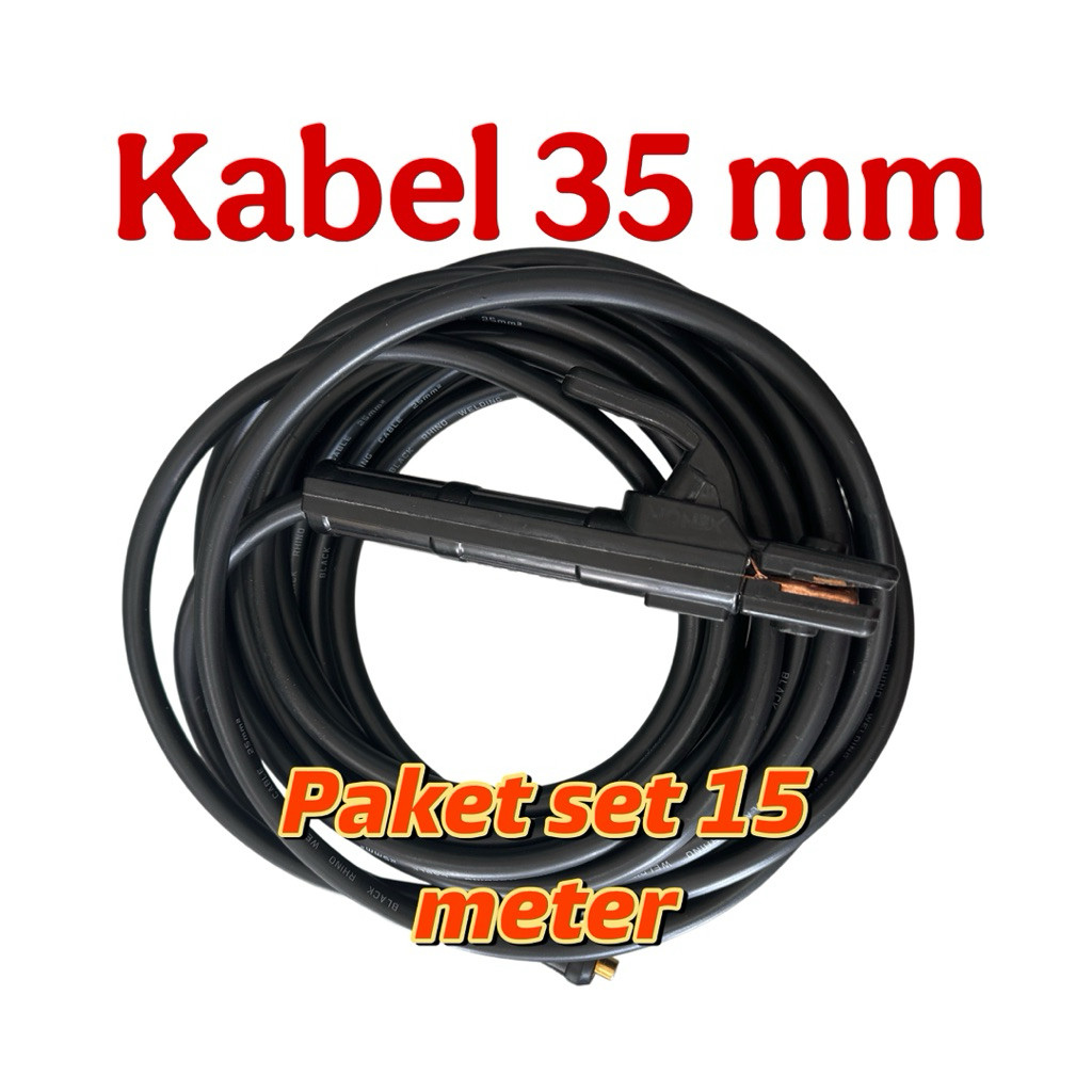 Kabel las set 15 meter 35 mm Rhino kabel las listrik plus stang las 200a 35mm kabel trafo las listri