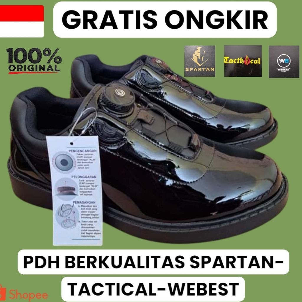 SEPATU PDH TACTICAL SPARTAN WEBEST TALI PUTAR/SEPATU PDH TALI PUTAR TNI POLRI SECURITY UMUM