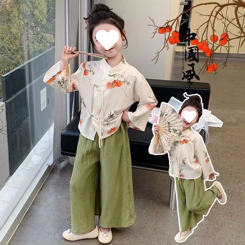 [Kota Dongeng]Setelan lengan panjang anak perempuan dengan desain Hanfu gaya Cina