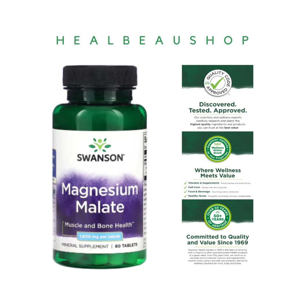 Swanson Magnesium Malate 1000mg 60tablet Kesehatan Otot Syaraf Tulang