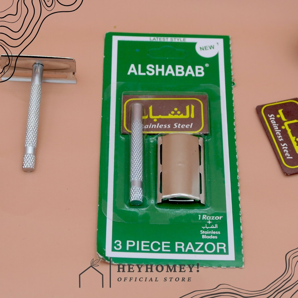 GROSIR (1 BOX ISI 30 PCS)  Alat Cukur+Silet Gagang Besi ALSHABAB/Alat Cukur Kumis/Cukuran Kumis