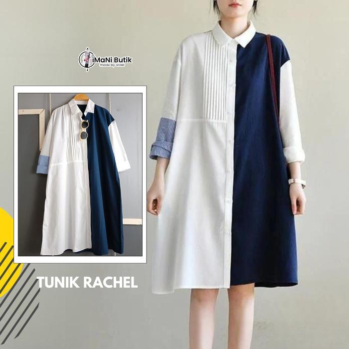 promo  -Imani Butik | Fashion Muslim Tunik Rachel Model Polos Dress nita Atasan Linen Midi Katun Rem