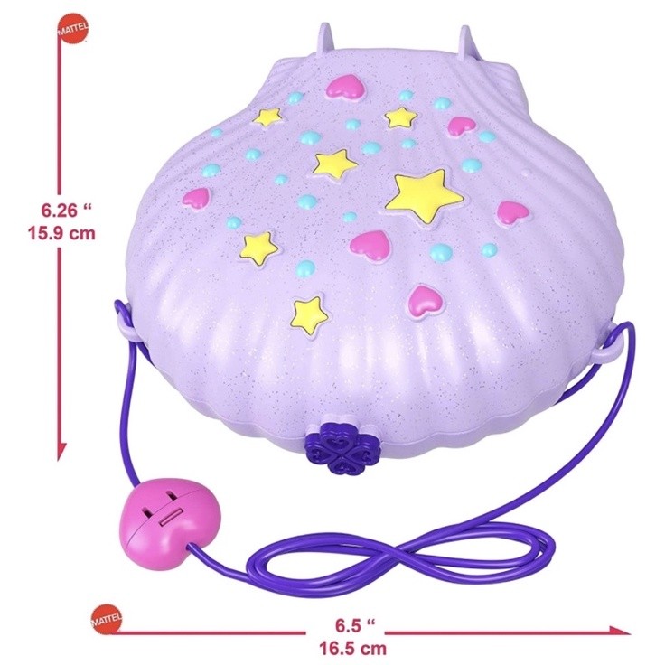 Polly Pocket Tiny Power Seashell Purse Compact With Wearable Strap, Fun Under-The-Sea, Micro Polly &