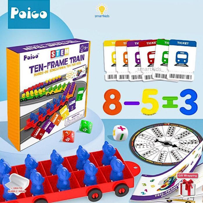 [Tia toys] Mainan Edukasi Ten Frame Train Kereta Puzzle Belajar Matematika Hitung Angka Number Bond 