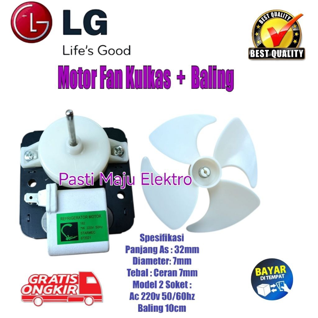 Motor Fan Kulkas LG 2 Pintu AC 220V + Kipas Baling 10cm - Dinamo Kipas Evaporator Universal"