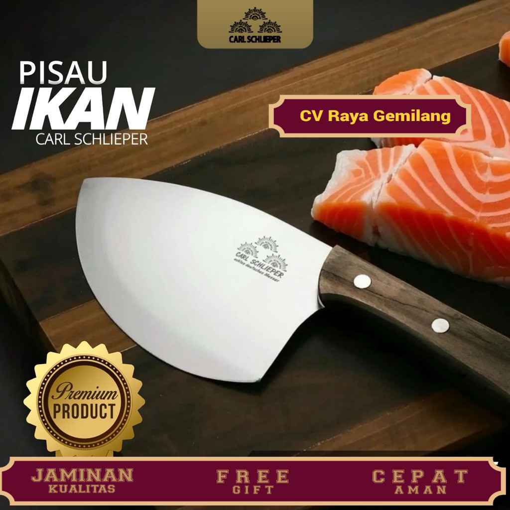 CARL SCHLIEPER Pisau Ikan SuperTajam Stainless Steel /Pisau Dapur/ Fish Filleting Knife Round Shape/
