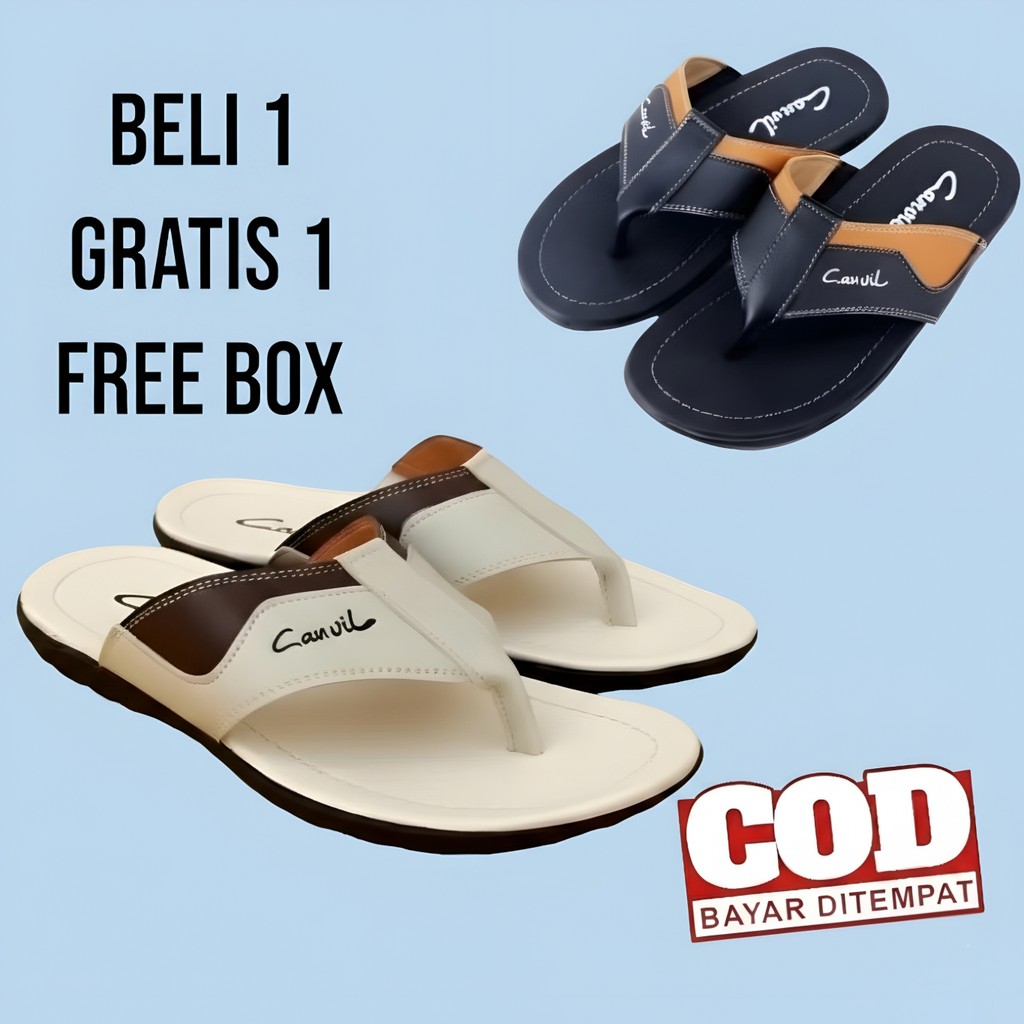 SANDAL KEREN ELEGANT CARVIL KULIT LOKAL KEKINIAN JAPIT PRIA TERBARU PROMO SELOP KASUAL DEWASA