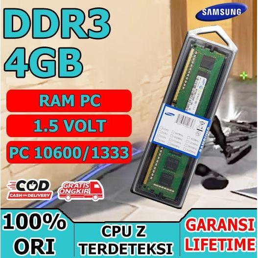 DATAWORKS RAM PC 4GB - DDR3 - 2Rx8 PC3 - 10600U MERK SAMSUNG - SAMSUNG 12800, MIKA