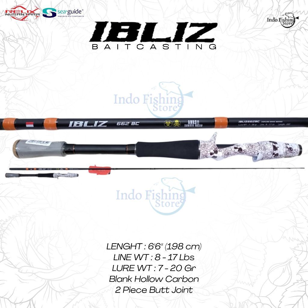 Joran Pancing RELIX NUSANTARA Ibliz 662 BC Mancing Casting Toman 8-17Lbs