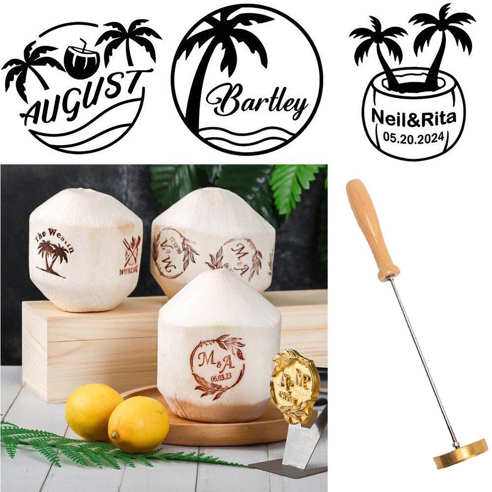 Personalized Logo Coconut Embossing Stamp Custom Coconut Stamps Hot Brass Stamp Branding Iron on Cak