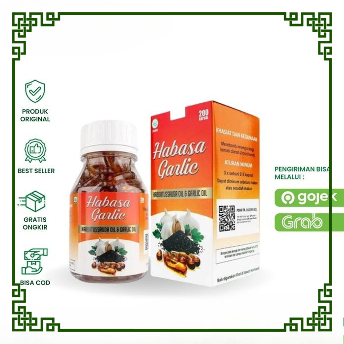 AL AFIAT - Habasa Garlic Minyak Habbatussauda plus Garlic Oil Isi 200 Kapsul Herbal Kolesterol Dan H