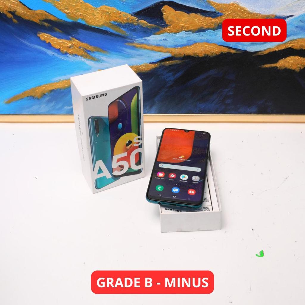 SAMSUNG A50S 4/64 GB GRADE B - MINUS HP SECOND ORIGINAL SINAR MUTIARA CELL