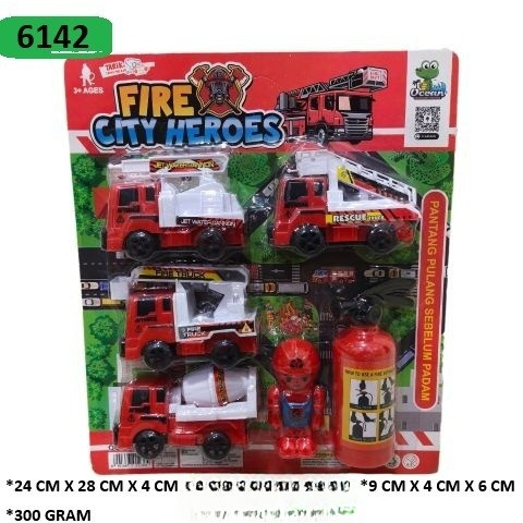 KKL Mainan Mobil Pemadam 4 PCS + APAR | Pullback Fire Rescue Set Anak Edukatif 6142