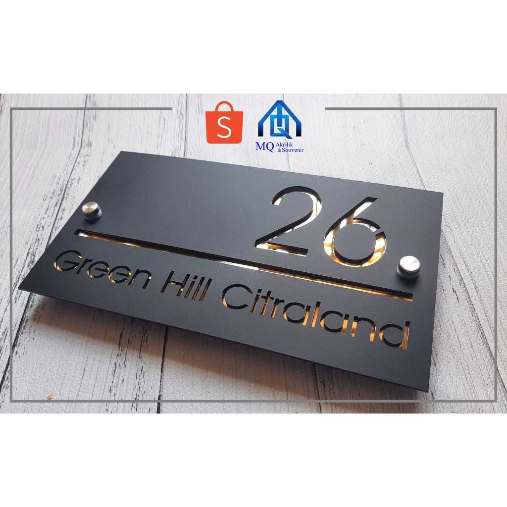 Nomor Rumah Akrilik Hitam Doff Custom Elegan