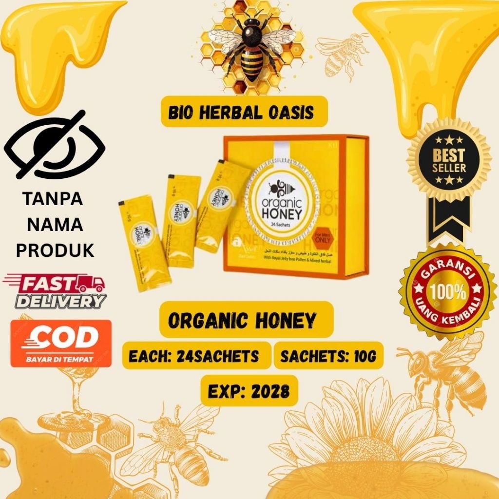 Organic Royal Honey Vip Ori :1 Box 24 Sachets