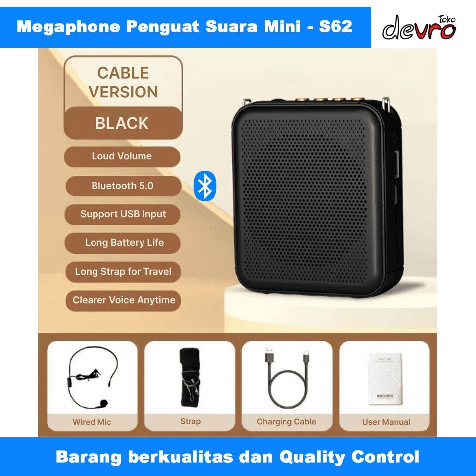 Megaphone Penguat Suara Mini Blutoot - Active Speaker Tourguide - Proms S62