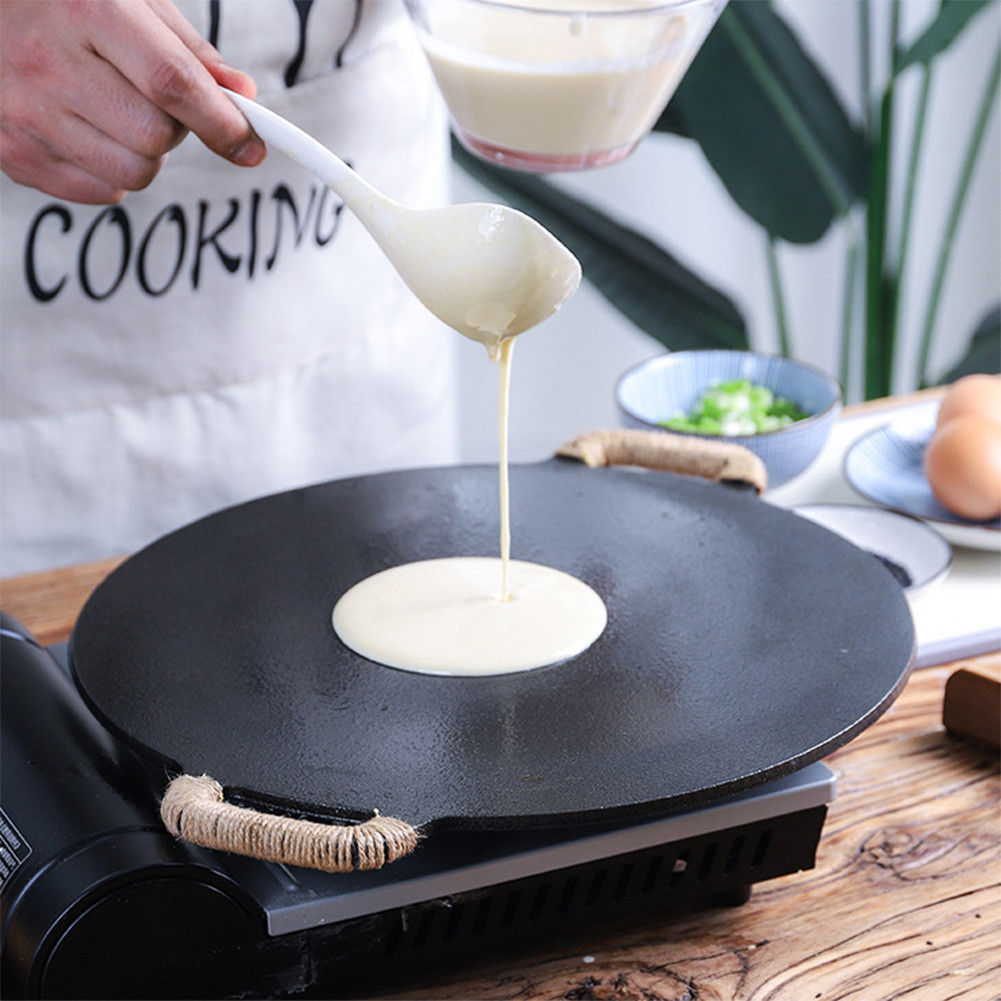 10.2/11/11.8/12.6/13.4 Inch BBQ Griddle Coating Frying Pan Cast Iron Round Griddle Baking Tray for H