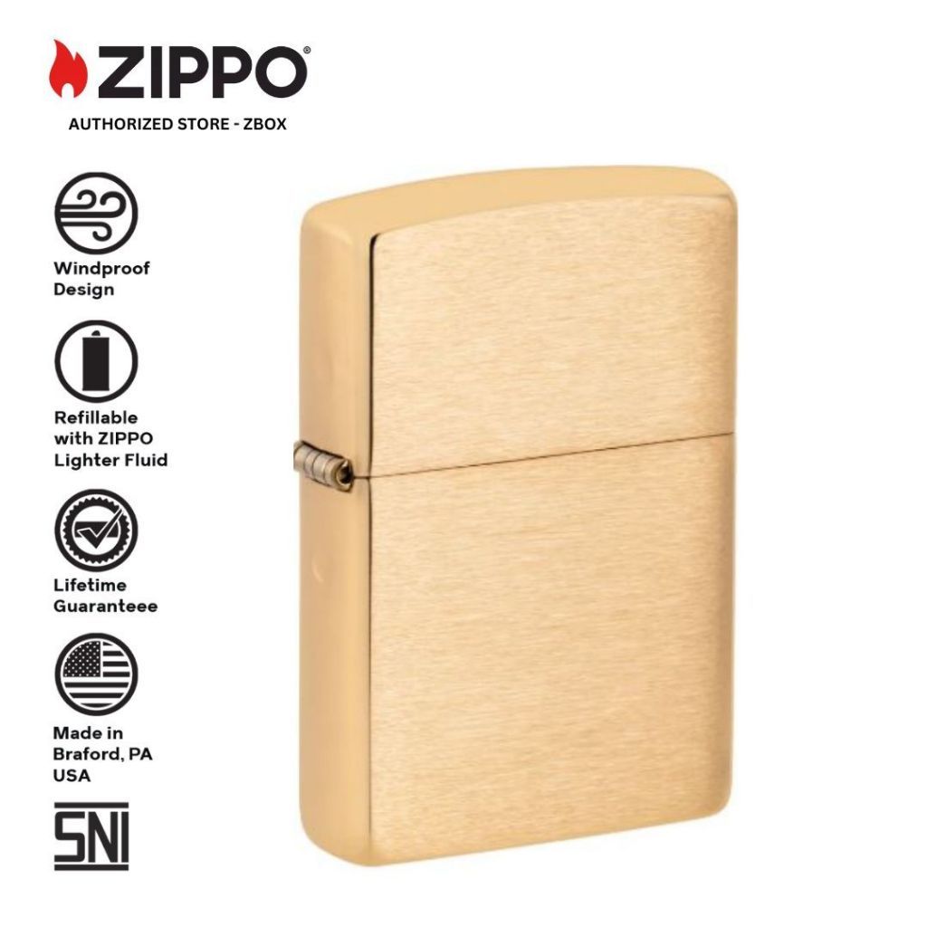 ZIPPO Original 168 Armor Brushed Brass - Korek Api Windproof USA