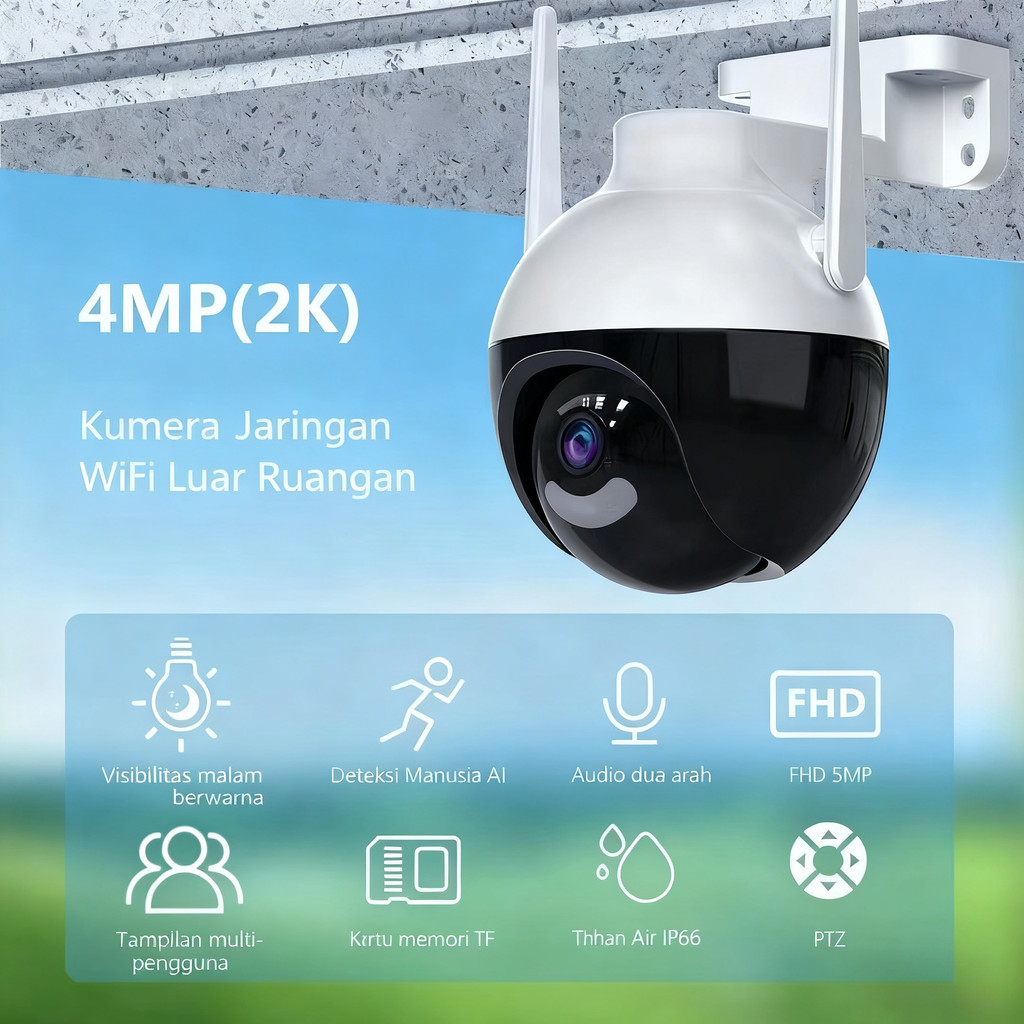 V380 Pro CCTV 4MP UHD IP Kamera CCTV Outdoor Watherproof 360° Derajat CCTV WiFi Jarak Jauh Lewat HP