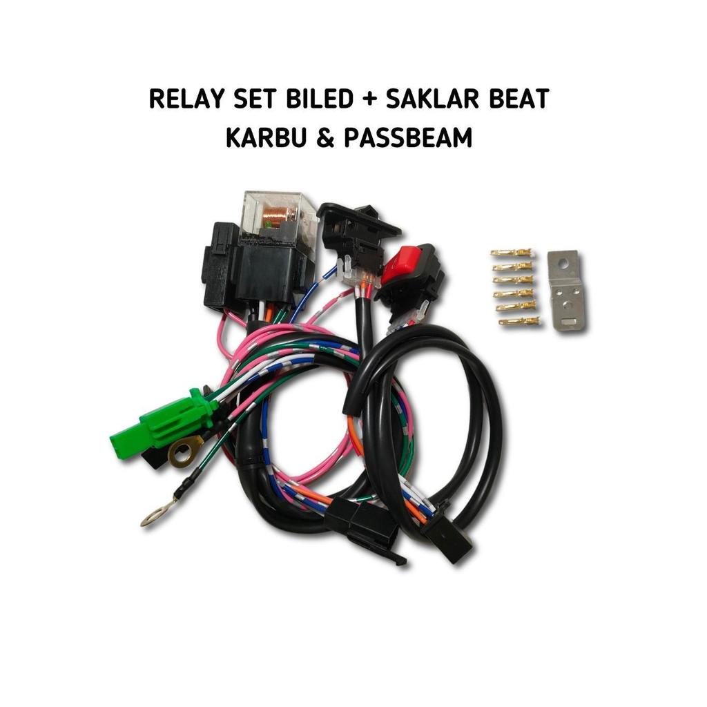 Kabel Relay Set Lampu Biled | Saklar Beat Karbu Vario Karisma Supra x 125 & Pass Beam Motorcycle led