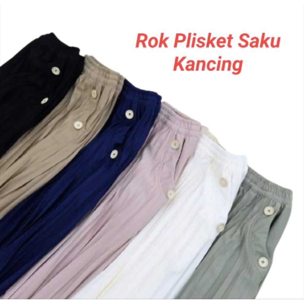 COMELLSHOP Rok Plisket RANIA ZR Dan Hi Fashion Original Variasi Saku Kancing Original