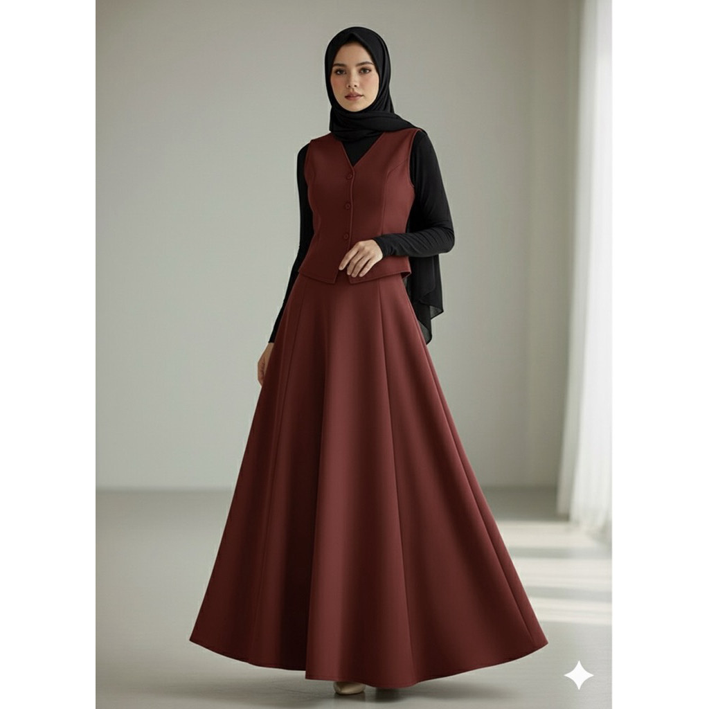 Rok Audy Rompi Vest Scuba One Set - Set Blazer Wanita Korean Style Scuba premium