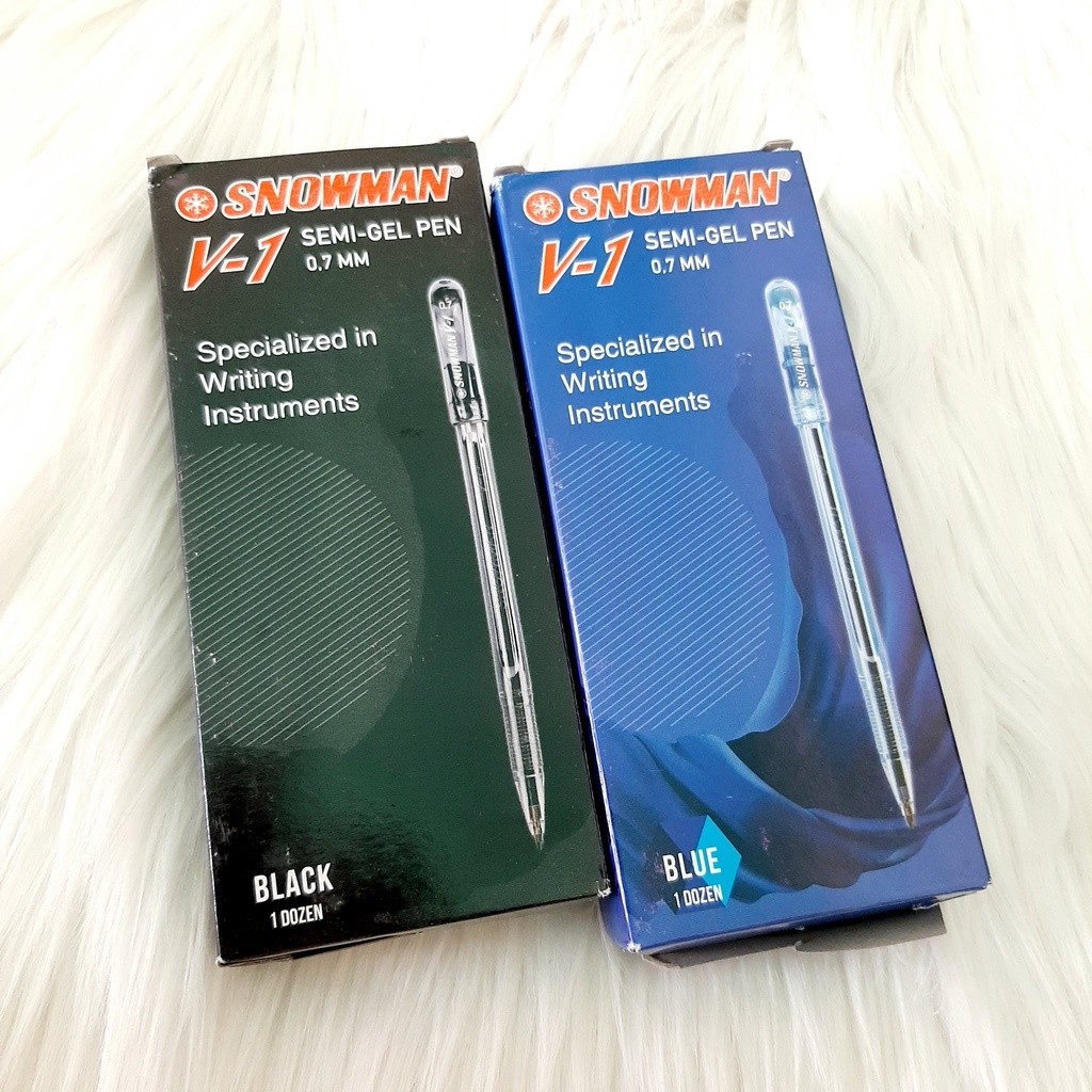 (12 PCS) Pulpen Snowman V-1 Semi Gel Pen 0.7 mm / pulpen snowman v1 / pulpen snowman semi gel / pen 