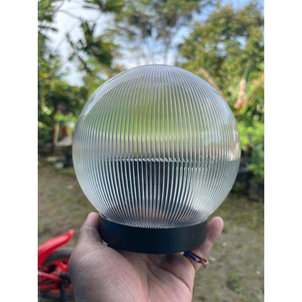 Kap Lampu Taman Outdoor Bulat Prismatic Kap Lampu Taman Globe Clear 6 Inch
