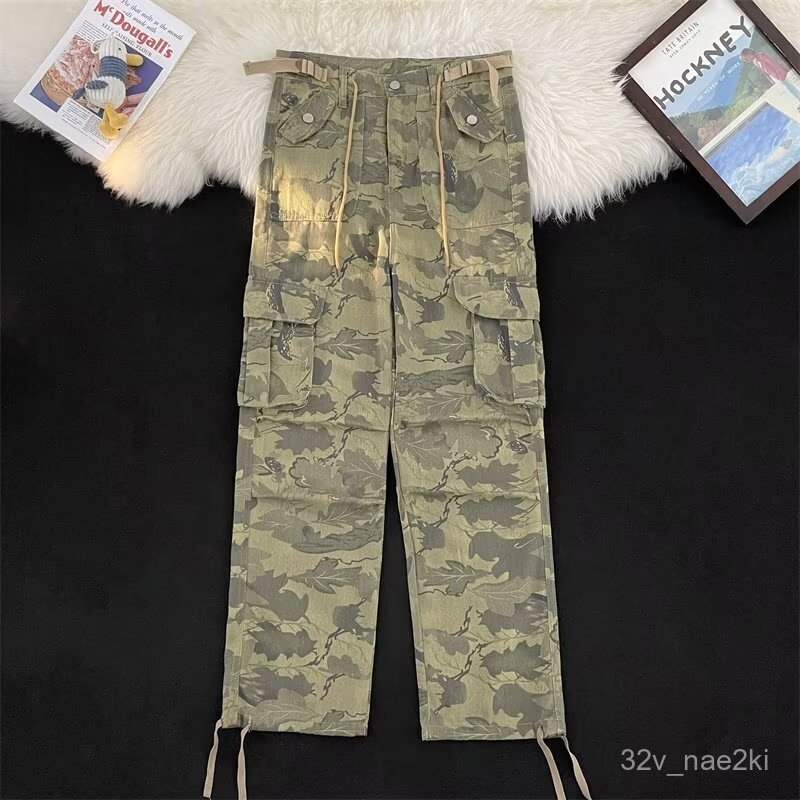Men's Long Pants Camouflage Pocket Cargo Pants hiphop Hip-Hop Denim Wide-Leg Pants