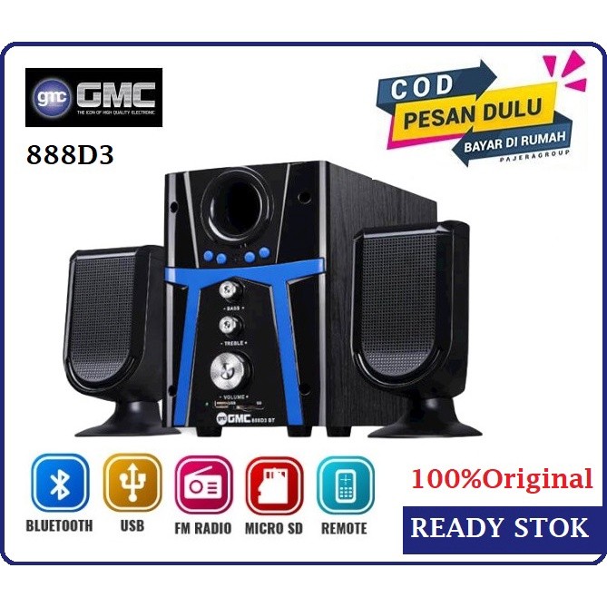 Speaker aktif bluetooth gmc 888D3 Speaker Subwoofer mega bass Original suara mantap Bergaransi Resmi