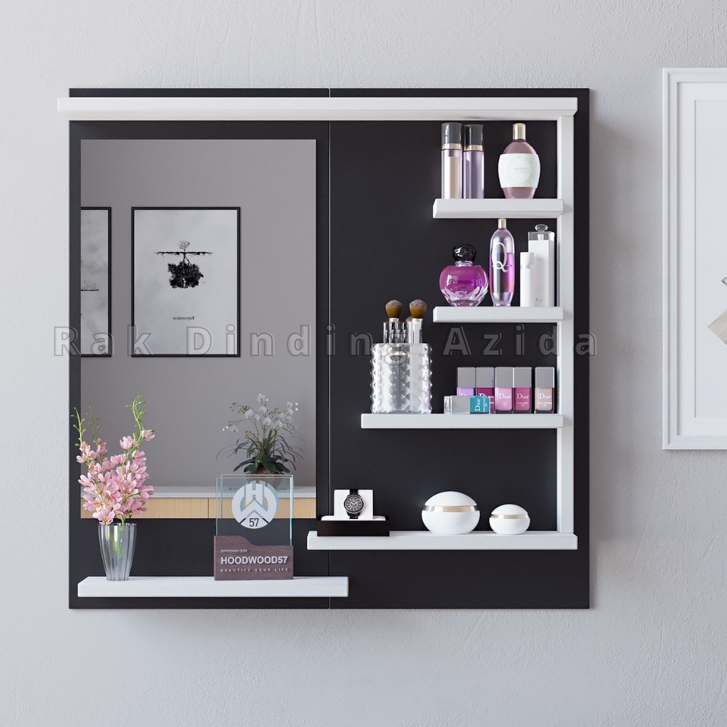 [Home Paradice] RAK RIAS DINDING KAYU RAK KOSMETIK GANTUNG KACA RIAS BESAR MINIMALIS RAK MAKE UP BES