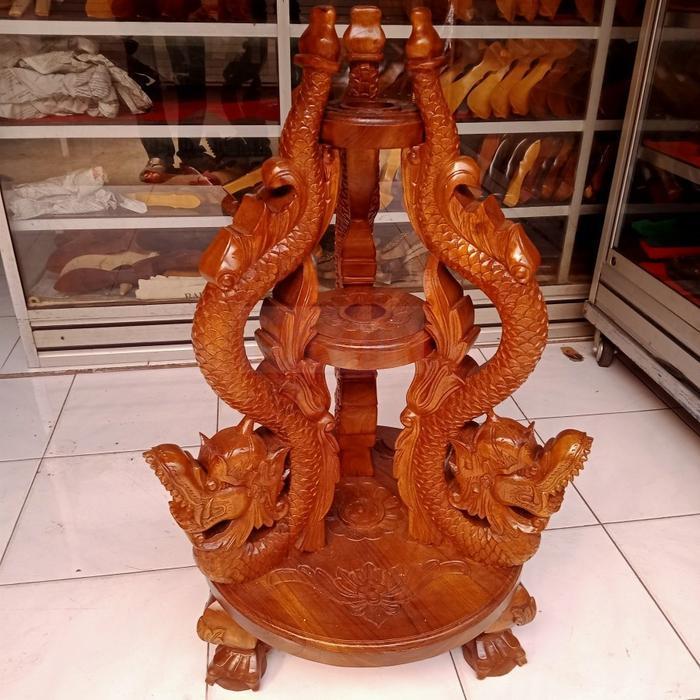 Jagrak Stand Dudukan Pataka Tongkat Pusaka Model Naga Kembar 3 Besar EA3423