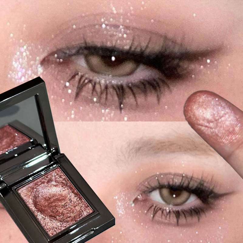 Palet Eyeshadow Glitter, Palet Eyeshadow Emas, Coklat, Highlighter, Rias Wajah Berkilau, Berkilau, P