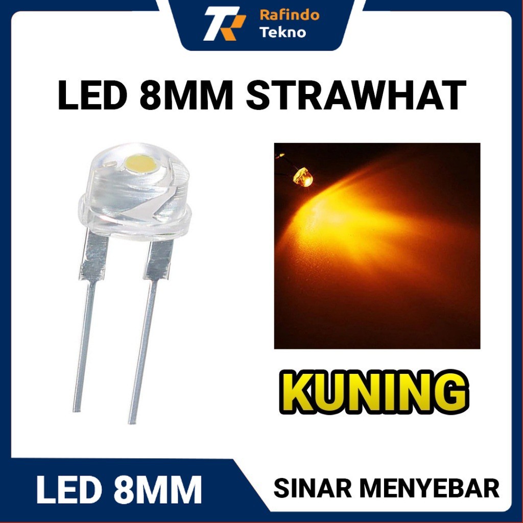 LED Strawhat 8mm Body Clear | Lampu LED Topi - Warna Kuning
