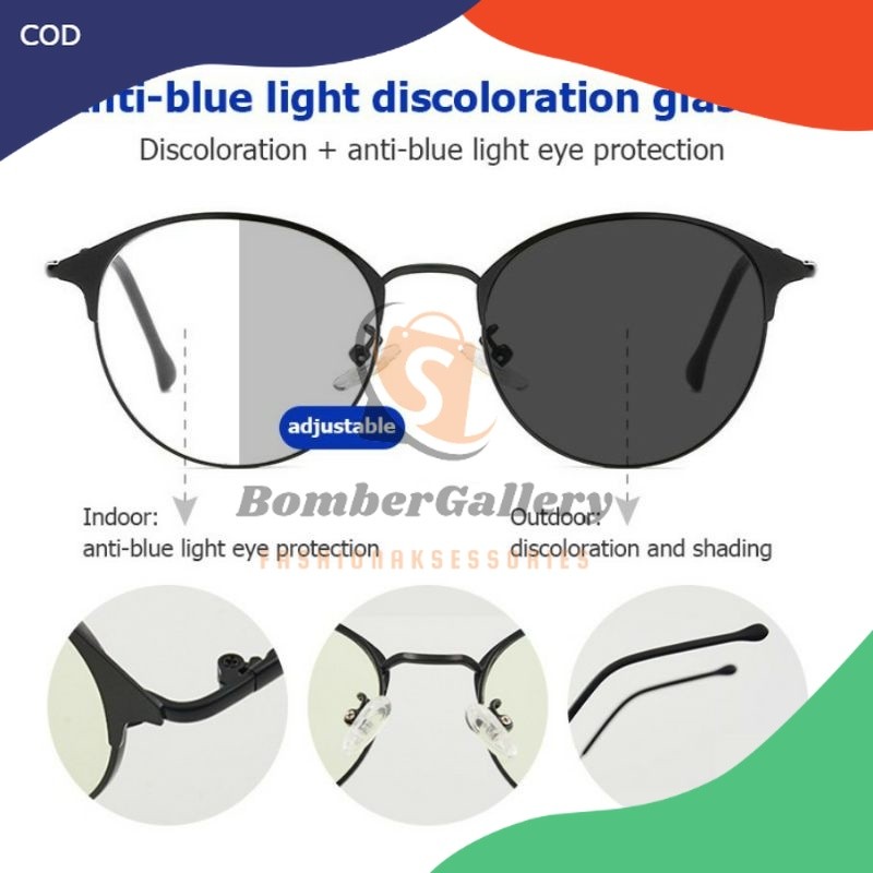 Kacamata Hitam Photocromic Polarized Uv 400 Fashion pria wanita