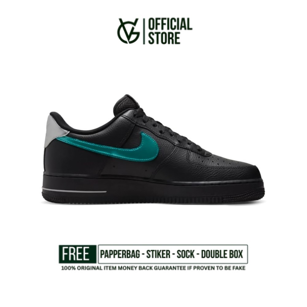 Sepatu Nike Air Force 1 Black Wolf Grey 100% Original BNIB Sneakers Unisex