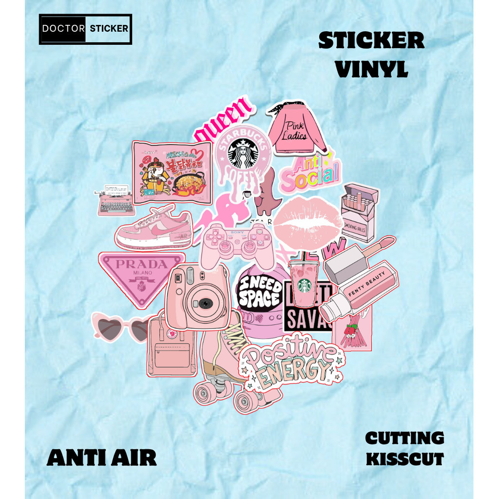 Stiker Tumbler Vinyl Anti Air Laptop Case Hp Ipad Diary Jurnal Sticker Aesthetic Girl Imut Kawaii Pi