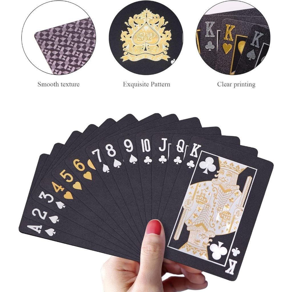 24K Kartu Remi Poker Plastik Anti Air Kartu remi foil emas kartu  poker/kartu poker