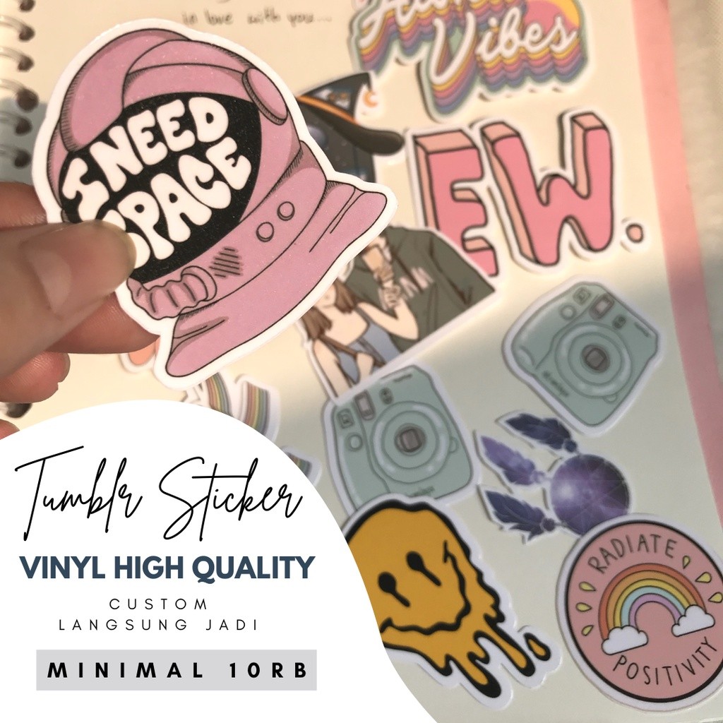 Sticker Tumblr VINYL Custom ANTI AIR High Quality  || Sticker HP || Aesthetic | leptop || Binder