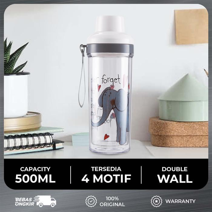 Oxone OX032 Double Wall Glass Travel Bottle Termos Plastik