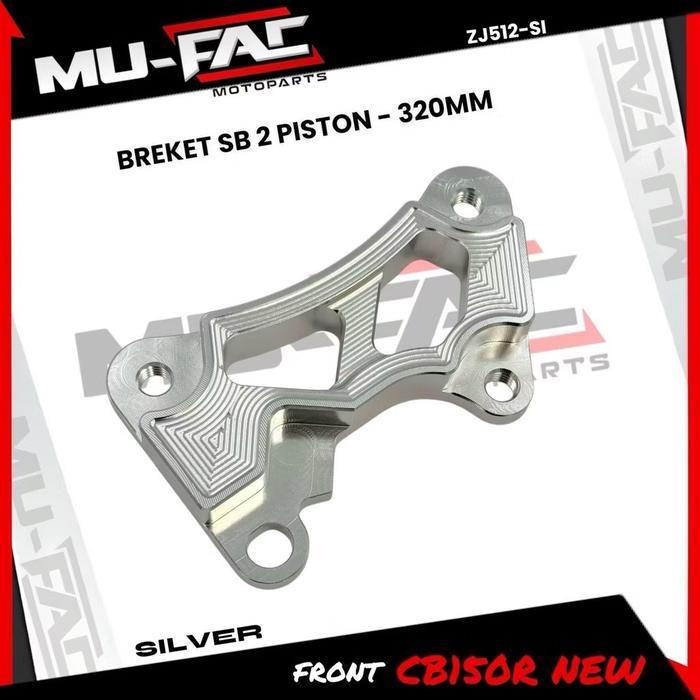 BREKET KALIPER 2 PISTON DEPAN CB150R NEW UK 320mm BREKET SAMURAI BRAKE / AXIAL NOLAN - Silver