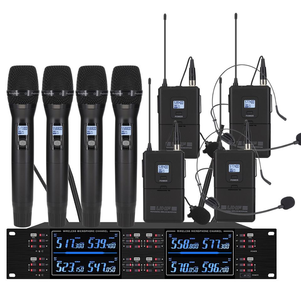 Professional wireless microphone highfrequency, handheld karaoke lavalier microphone, 8channel stage
