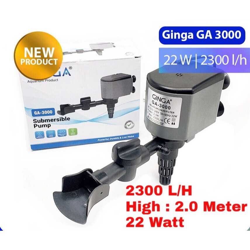 GINGA GA 3000 POWER HEAD Mesin Pompa Celup Filter Aquarium Aquascape Air Terjun Kolam Ikan Gelembung