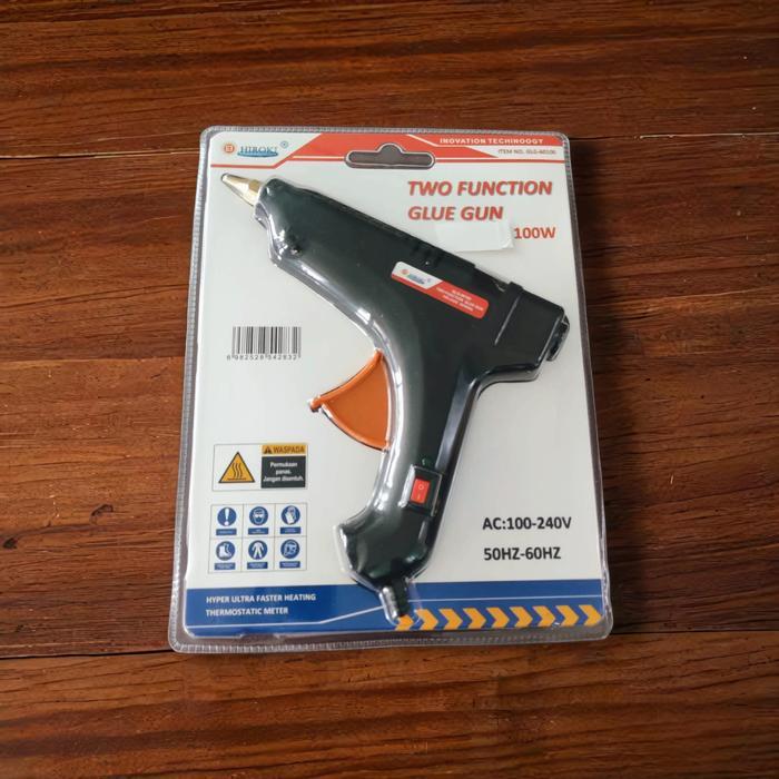 Alat Lem Panas KUNINGAN HIROKI 100 watt Besar GlueGun Lilin Cair Listrik - GLUEGUN SAJA