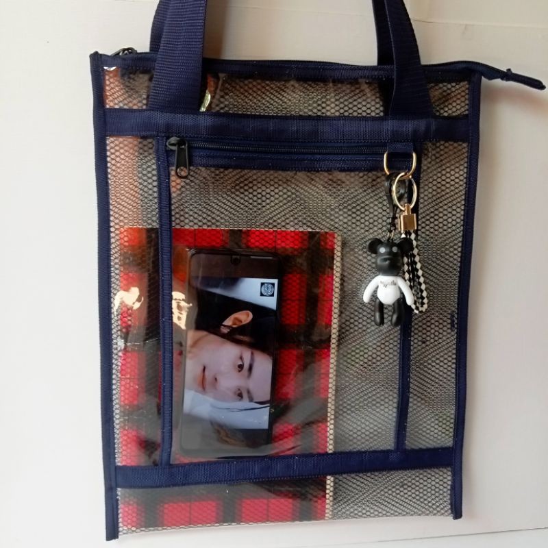 tas Tote Bag slempang Bahu Wanita Resleting untuk Buku paket Sekolah Kerja Bahan Tebal Pvc Mika Beni