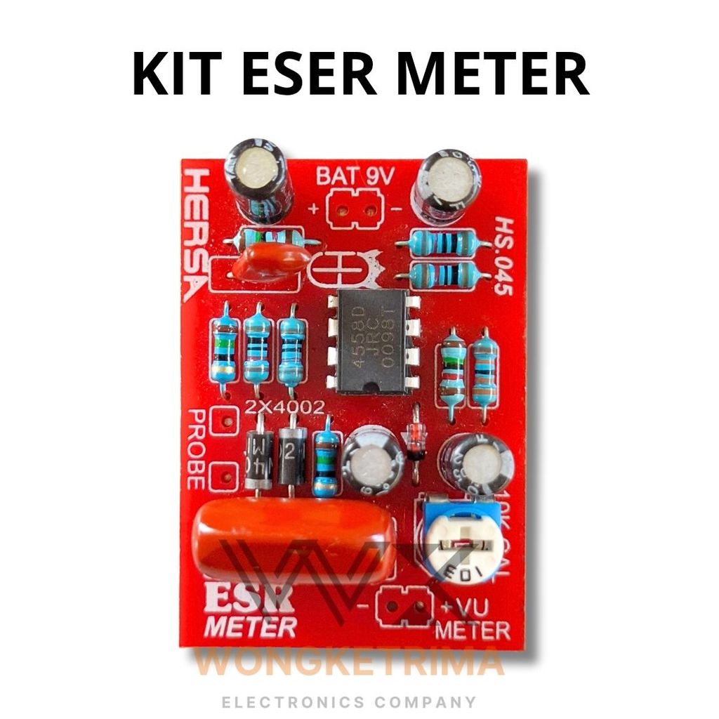 Kit ESR Meter JRC4558D Alat Cek Elco PCB 48x31mm Supply 9V DC