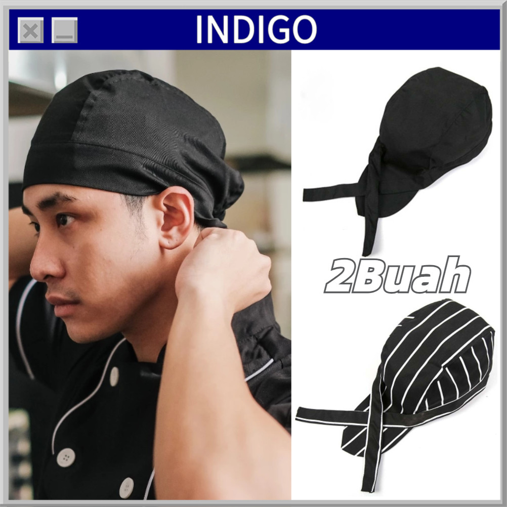 2Buah Topi Chef Jepang/Topi Chef Ikat/Topi Chef Pria/Topi Masak Koki Perempuan/Topi Pirate Chef