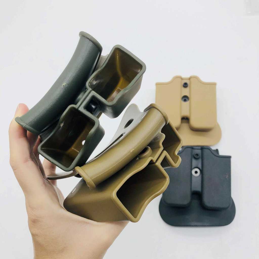 Tactical Double 9mm Magazine Pouch Belt Clip Mag Case for Glock 17 19 43 Beretta M9 PX4 Sig Sauer P2
