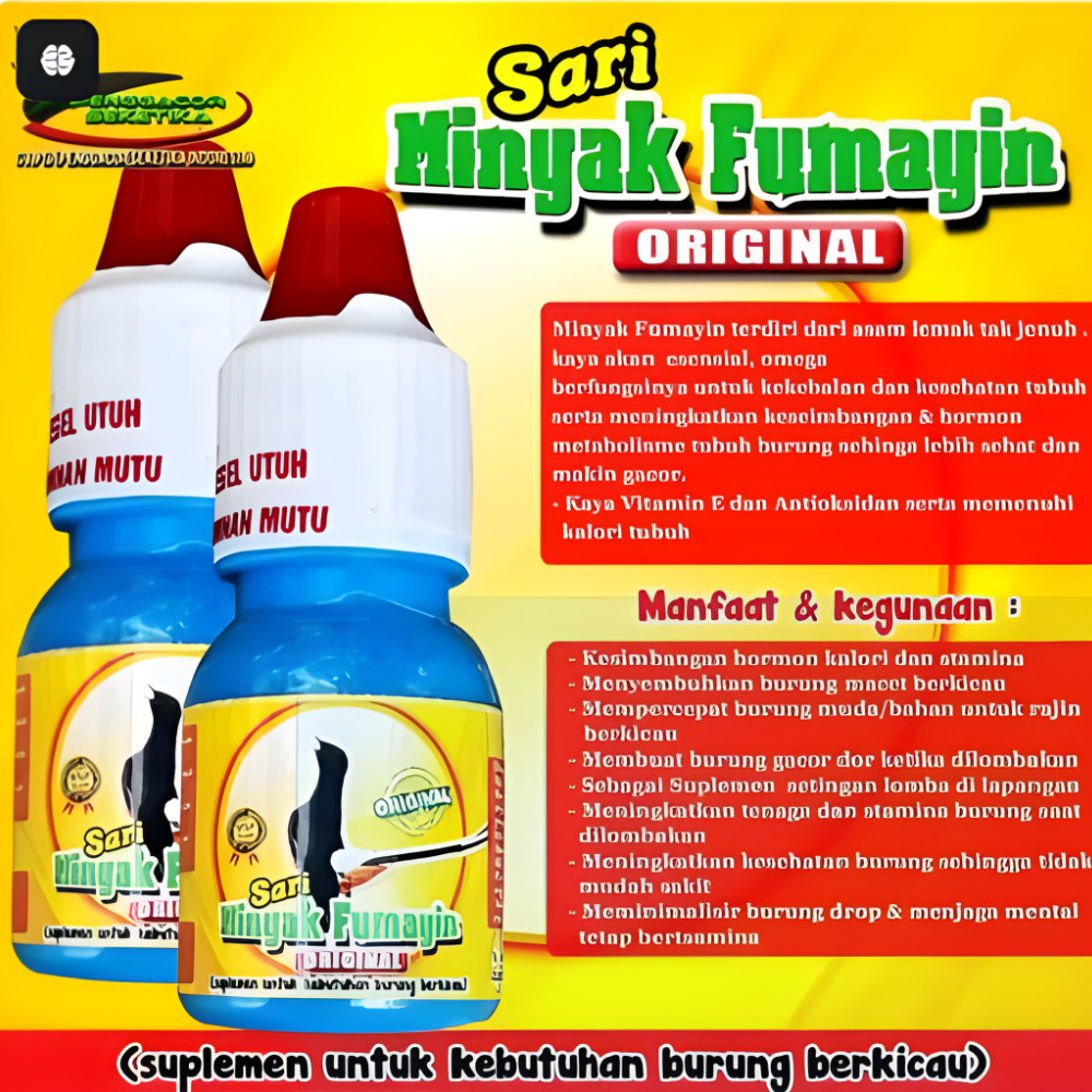 Minyak Fumayin Vitamin Burung berdungsi untuk kekebalan & kesehatan serta meningkatkan keseimbangan